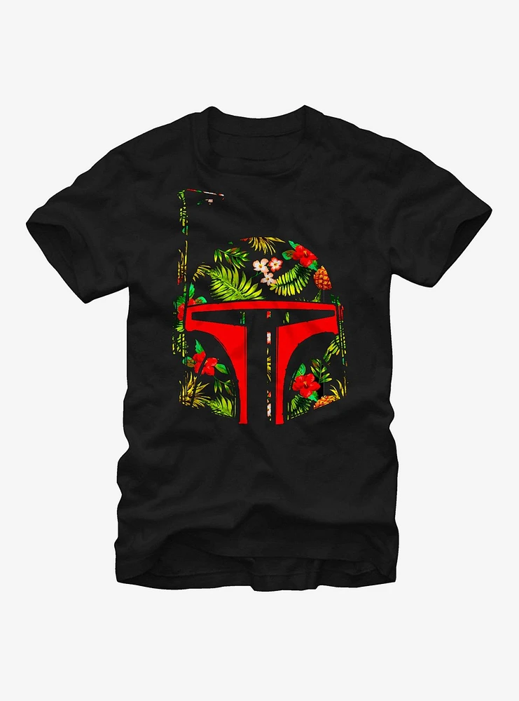 Star Wars Boba Fett Tropical Print Helmet T-Shirt