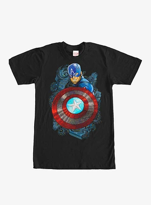 Marvel Captain America Swirl Pattern T-Shirt