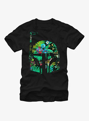 Star Wars Hawaiian Print Boba Fett Helmet T-Shirt