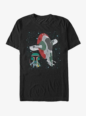 Star Wars Cartoon Boba Fett Ship T-Shirt