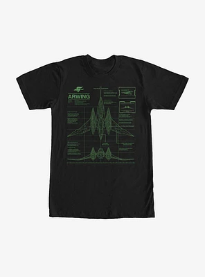 Nintendo Star Fox Arwing Schematics T-Shirt