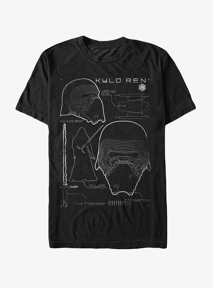 Star Wars Kylo Ren Mask Schematics T-Shirt