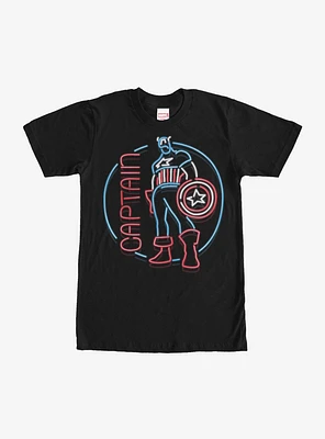 Marvel Captain America Neon Sign Print T-Shirt