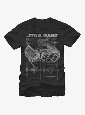 Star Wars TIE Fighter Blueprint T-Shirt