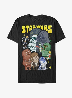 Star Wars Cartoon Character Group T-Shirt
