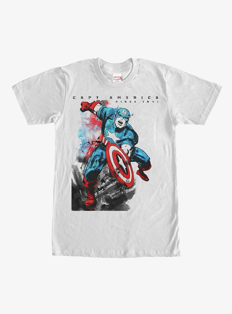 Marvel Captain America Watercolor Print T-Shirt