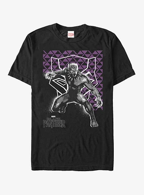 Marvel Black Panther Purple Geometric Pattern T-Shirt