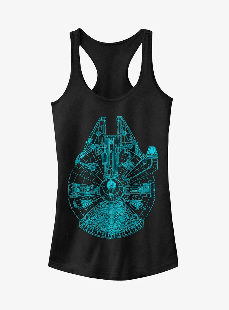 Star Wars Millennium Falcon Outline Girls Tank