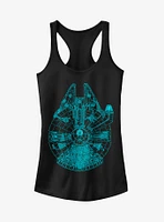 Star Wars Millennium Falcon Outline Girls Tank