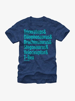 Jurassic Park Dinosaur List T-Shirt