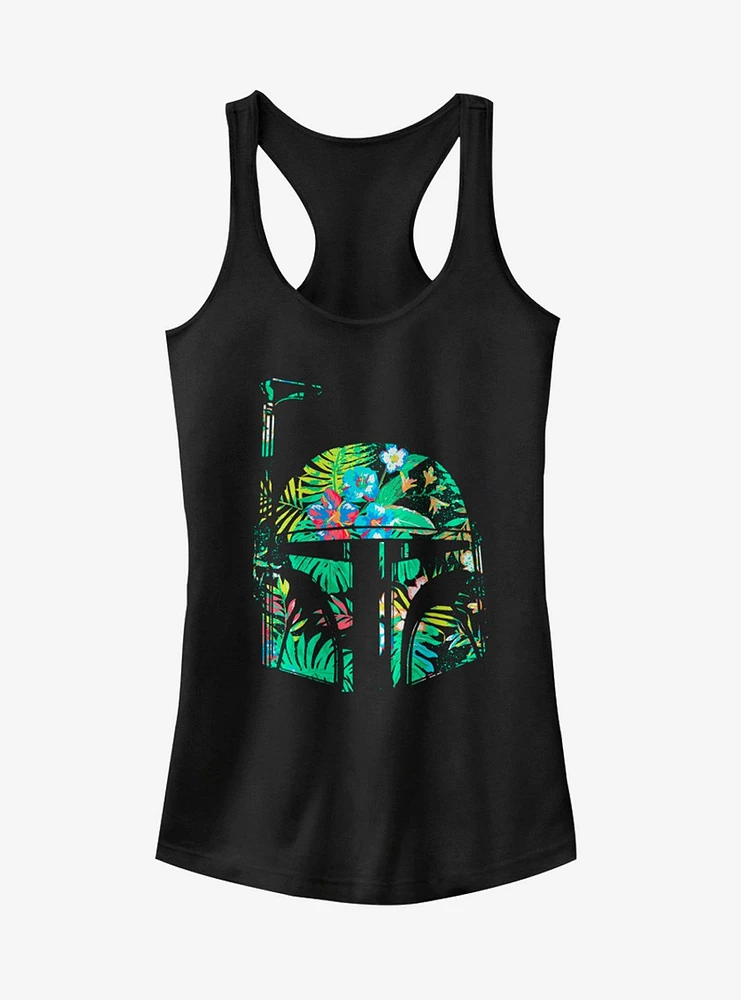 Star Wars Hawaiian Print Boba Fett Helmet Girls Tank Top