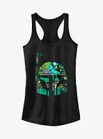 Star Wars Hawaiian Print Boba Fett Helmet Girls Tank Top