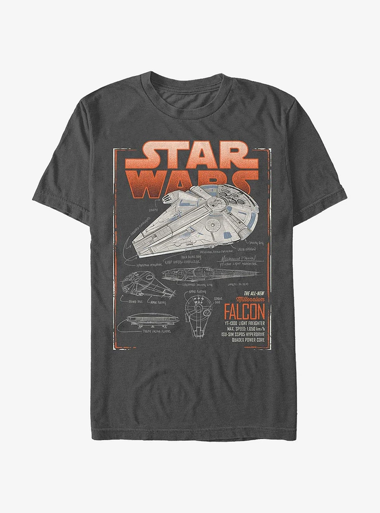 Star Wars Millennium Falcon Schematics T-Shirt