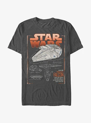 Star Wars Millennium Falcon Schematics T-Shirt