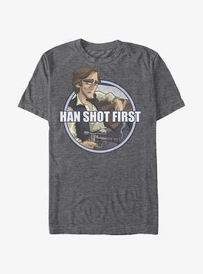 Star Wars Han Shot First Cartoon T-Shirt