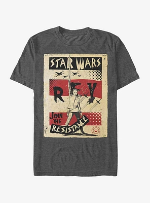 Star Wars Rey Join Resistance Poster T-Shirt