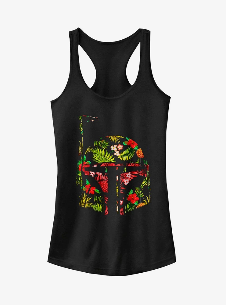 Star Wars Boba Fett Tropical Print Helmet Girls Tank