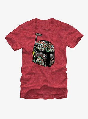 Star Wars Tribal Print Boba Fett Helmet T-Shirt