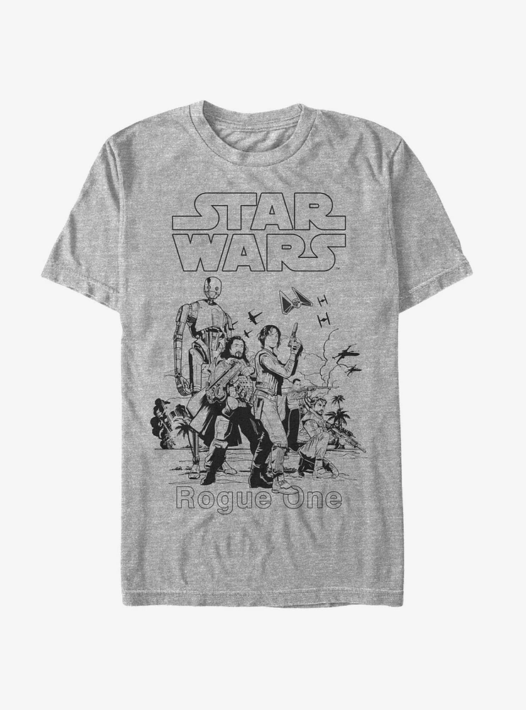 Star Wars Rebellion Scarif Scene T-Shirt