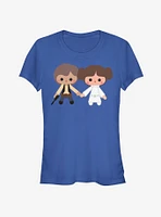 Star Wars Cute Cartoon Han Leia Love Girls T-Shirt