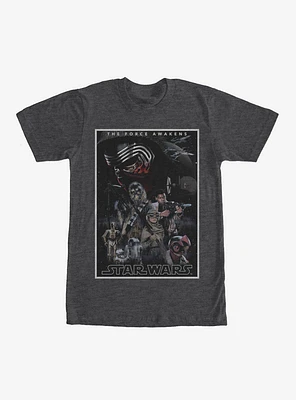 Star Wars Episode VII The Force Awakens Character Poster T-Shirt