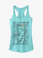 Frozen Olaf Some People Are Worth Melting For Girls Tank