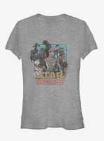 Star Wars Episode VII The Force Awakens Rey and Crew Girls T-Shirt