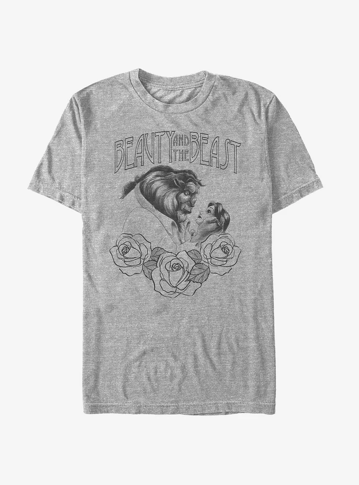 Disney Beauty And The Beast Sketched Grey-scale T-Shirt