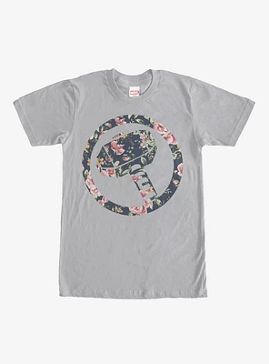 Marvel Hammer Thor Floral Print T-Shirt