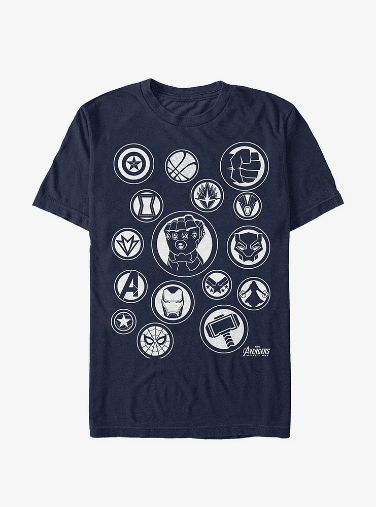 Marvel Avengers: Infinity War Character Badges T-Shirt