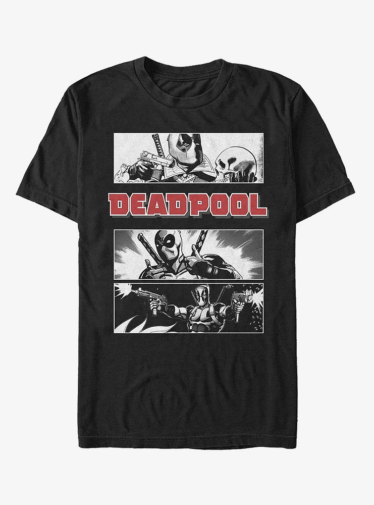 Marvel Deadpool Grayscale Comic Panels T-Shirt