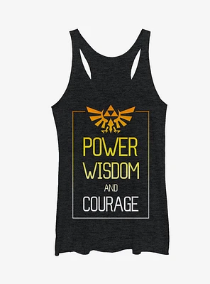 Nintendo Legend of Zelda Power Wisdom Courage Girls Tanks