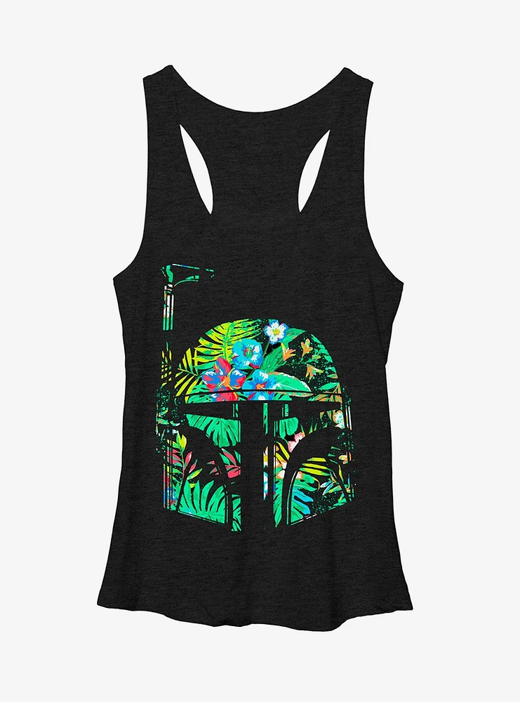 Star Wars Hawaiian Print Boba Fett Helmet Girls Tank Top