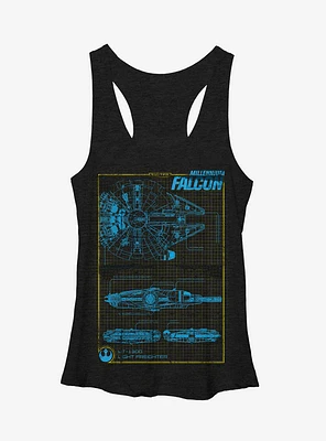 Star Wars Millennium Falcon Blueprint Girls Tanks