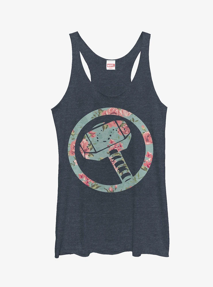 Marvel Thor Hammer Floral Print Girls Tanks