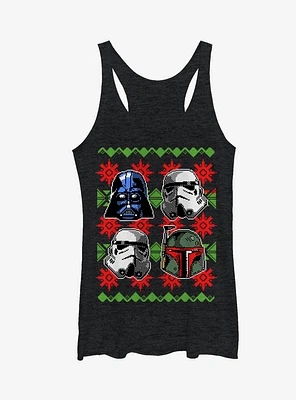 Star Wars Ugly Christmas Sweater Empire Helmets Girls Tanks