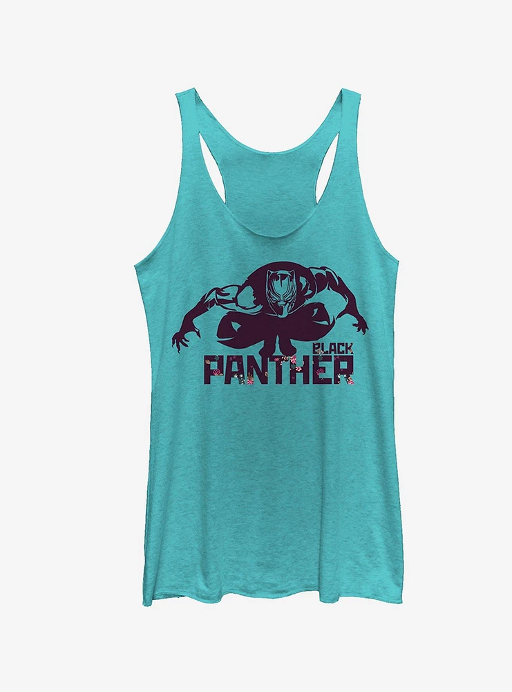 Marvel Black Panther Floral Text Girls Tanks