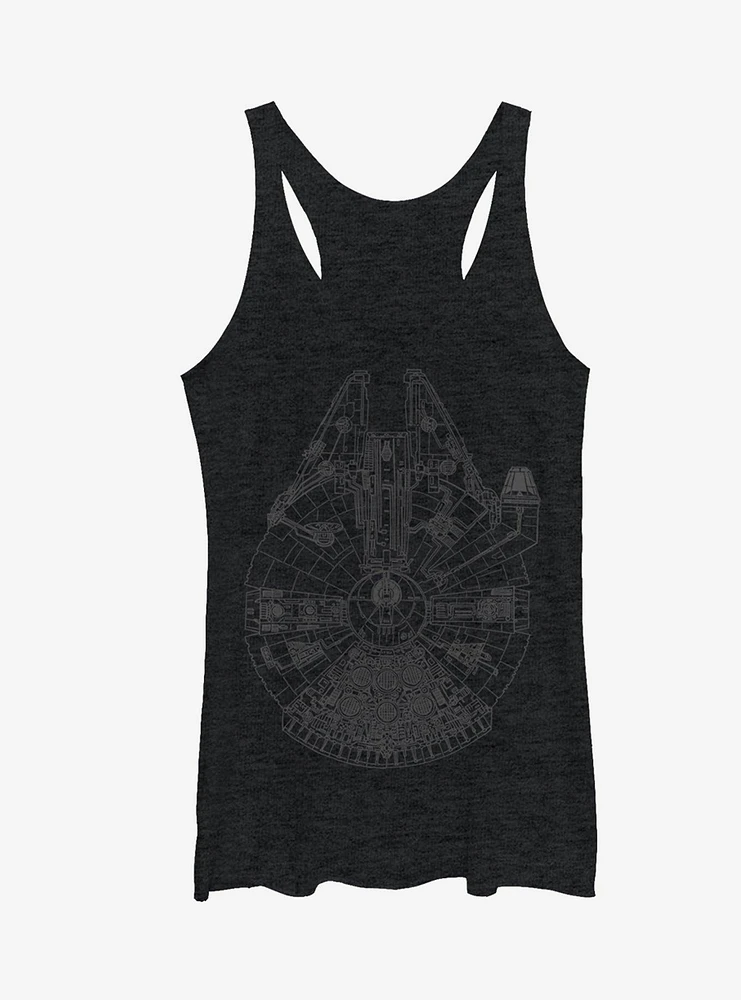 Star Wars Millennium Falcon Outline Girls Tanks