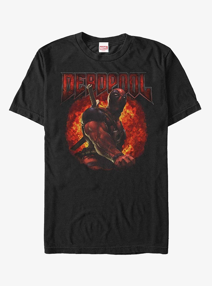 Marvel Deadpool Flames T-Shirt