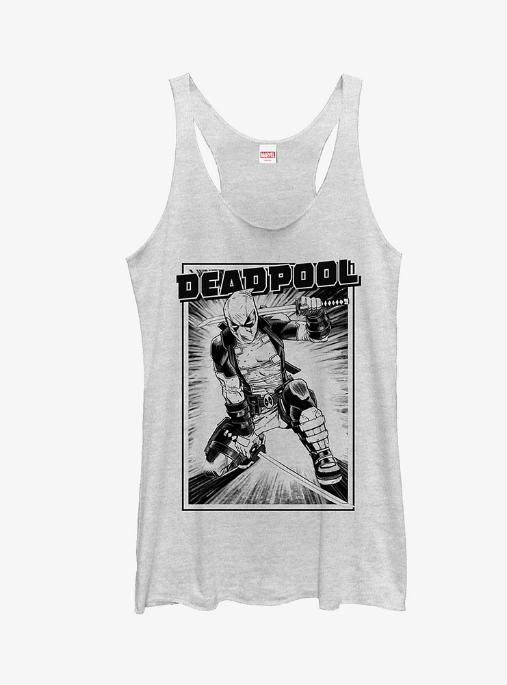 Marvel Deadpool Katana Grayscale Pose Girls Tank