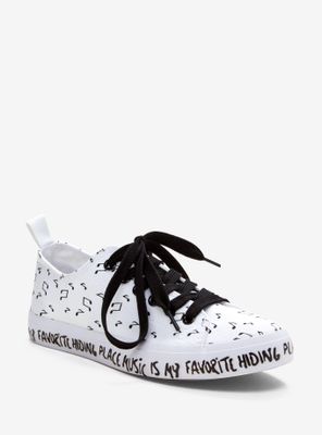 Black & White Music Note Is My Hiding Place Canvas Sneakers