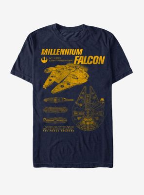 Star Wars: The Force Awakens Millennium Falcon Blueprints T-Shirt