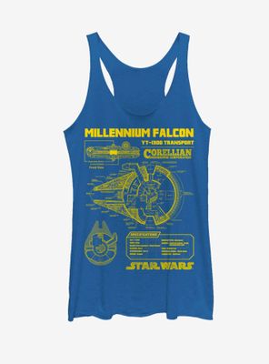 Star Wars Millennium Falcon Schematics Womens Tank Top