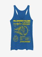 Star Wars Millennium Falcon Schematics Womens Tank Top