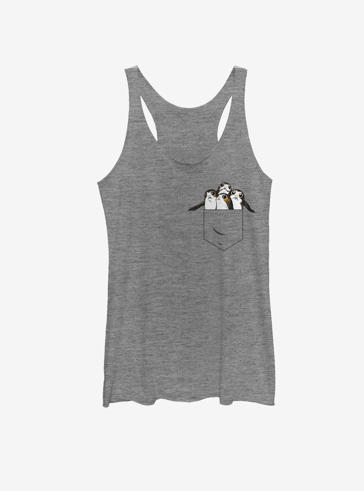 Star Wars Episode VIII The Last Jedi Porgs Faux Pocket Womens Tank Top