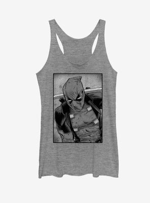 Marvel Deadpool Classic Grayscale Pose Womens Tank Top