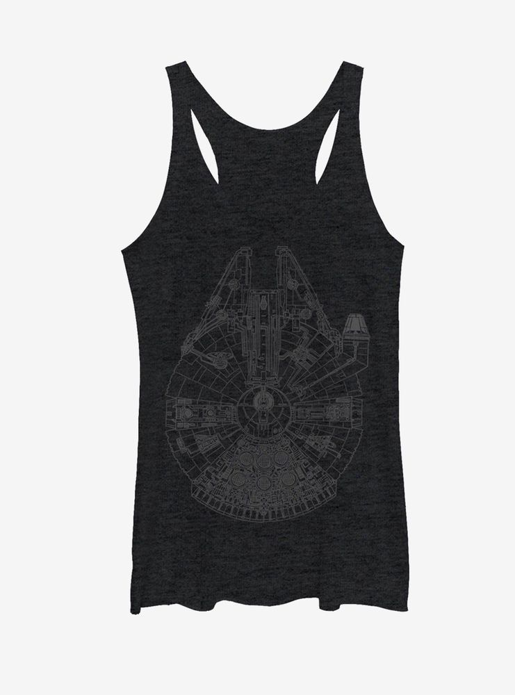 Star Wars Millennium Falcon Outline Womens Tank