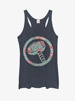 Marvel Thor Hammer Floral Print Womens Tank