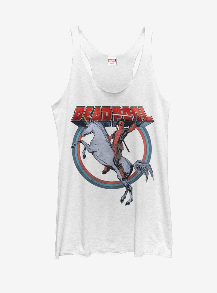 Marvel Deadpool Rides Unicorn Womens Tank