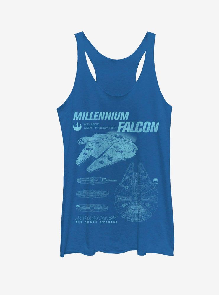 Star Wars The Force Awakens Millennium Falcon Blueprints Womens Tank